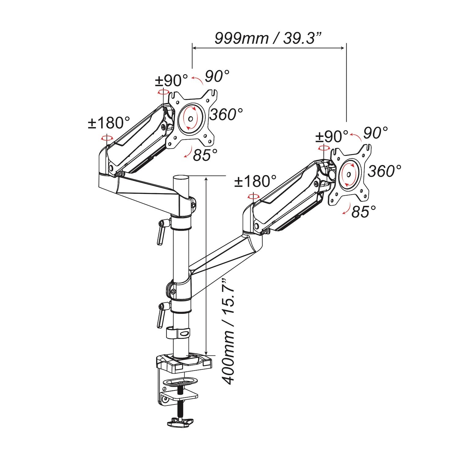 gku™ PRO-Riser V2 Dual LCD Monitor Desk Mount | gku.